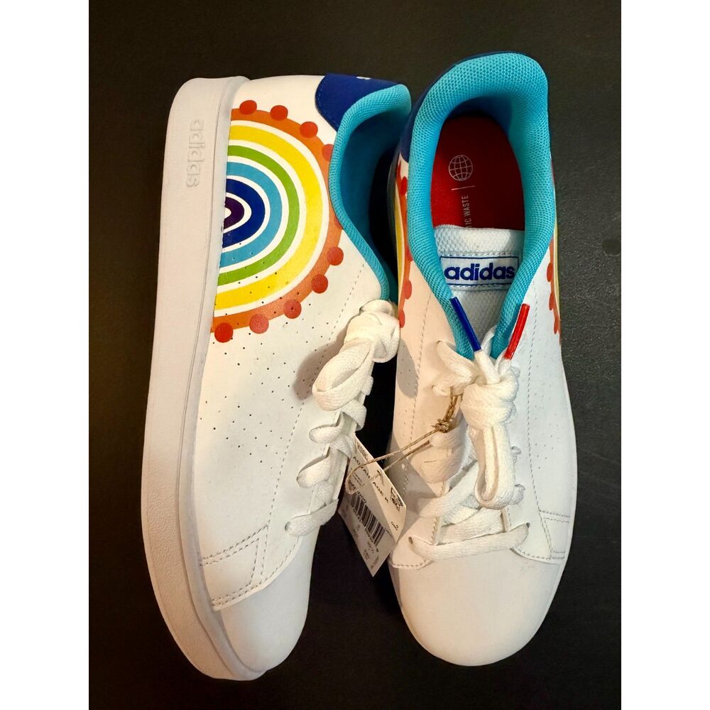 Adidas advantage tennis shoe big kid size 6.5 rainbow NWOB